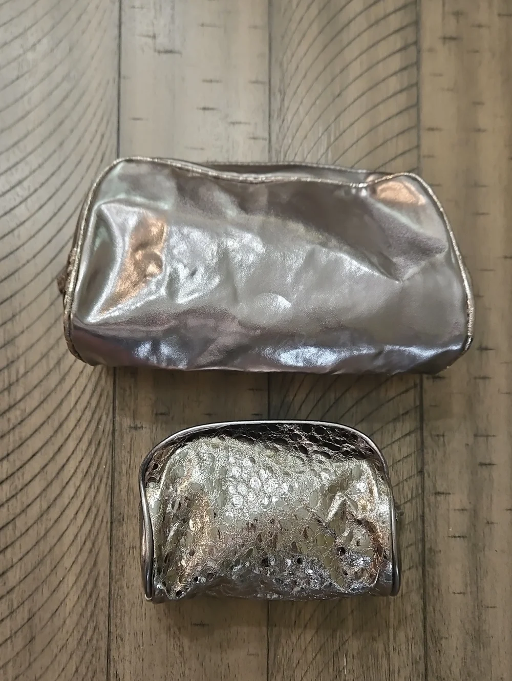 Lancome Metallic Silver Makeup Pouch Duo